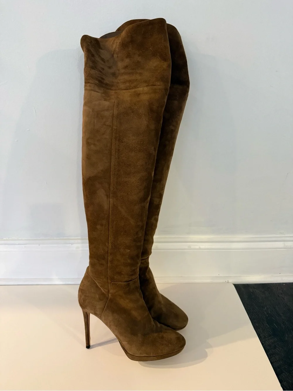 Jimmy Choo Brown Suede Over-the-Knee Stiletto Boots